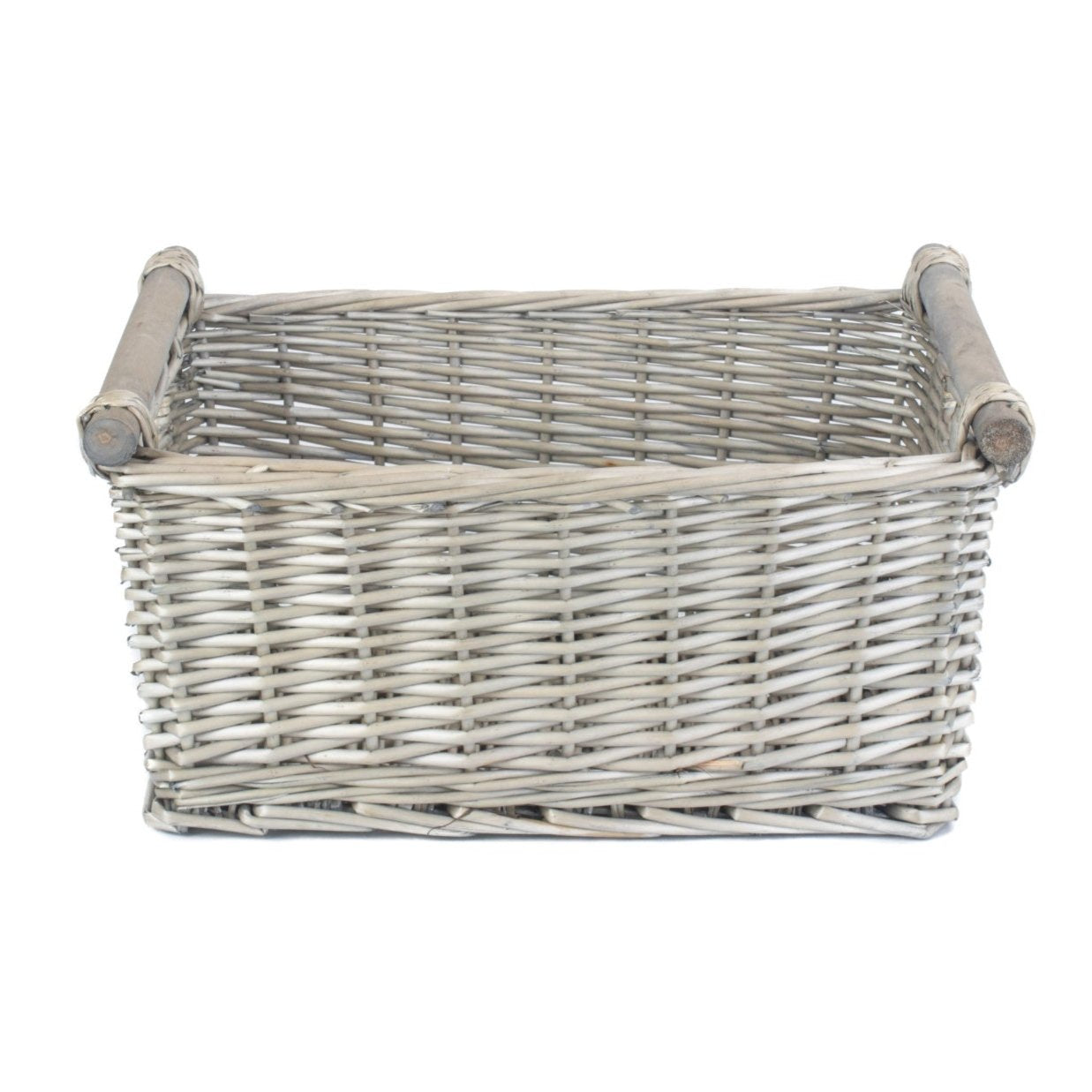 Large Antique Wash Wooden Handled Storage Basket