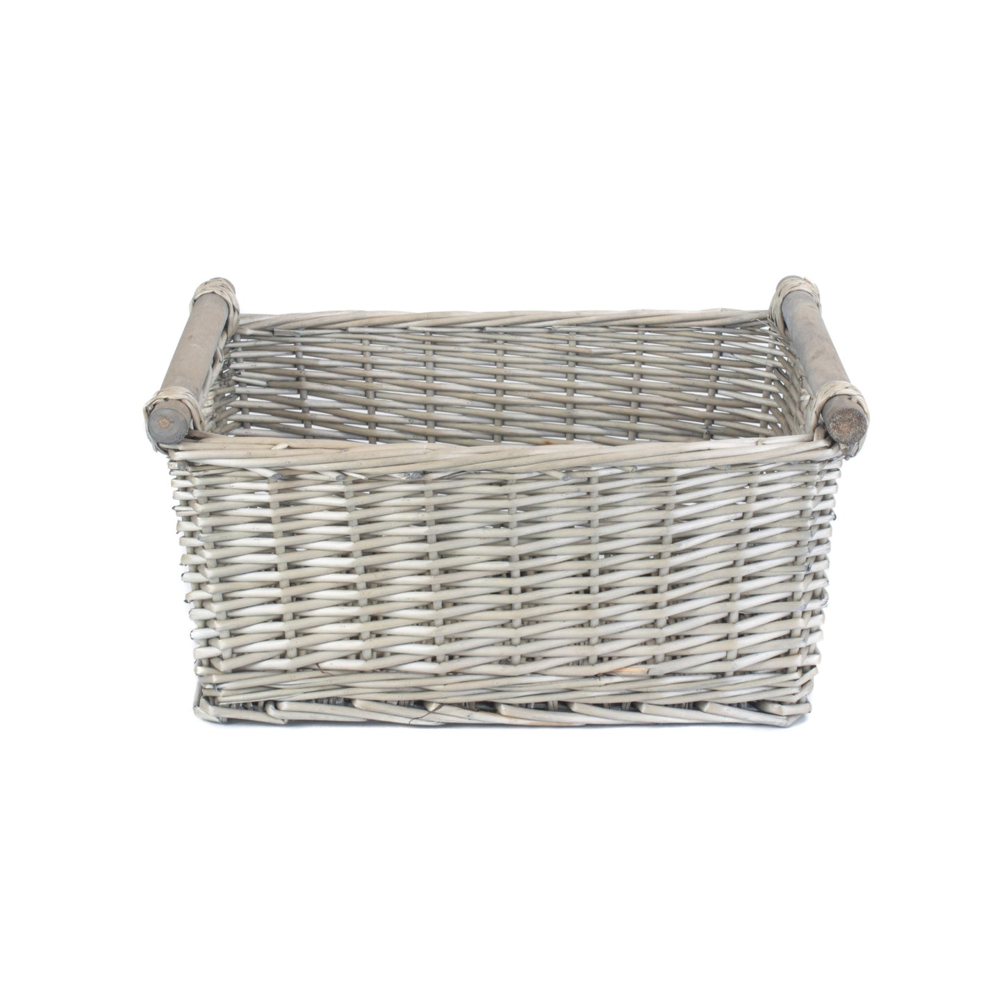 Large Antique Wash Wooden Handled Storage Basket