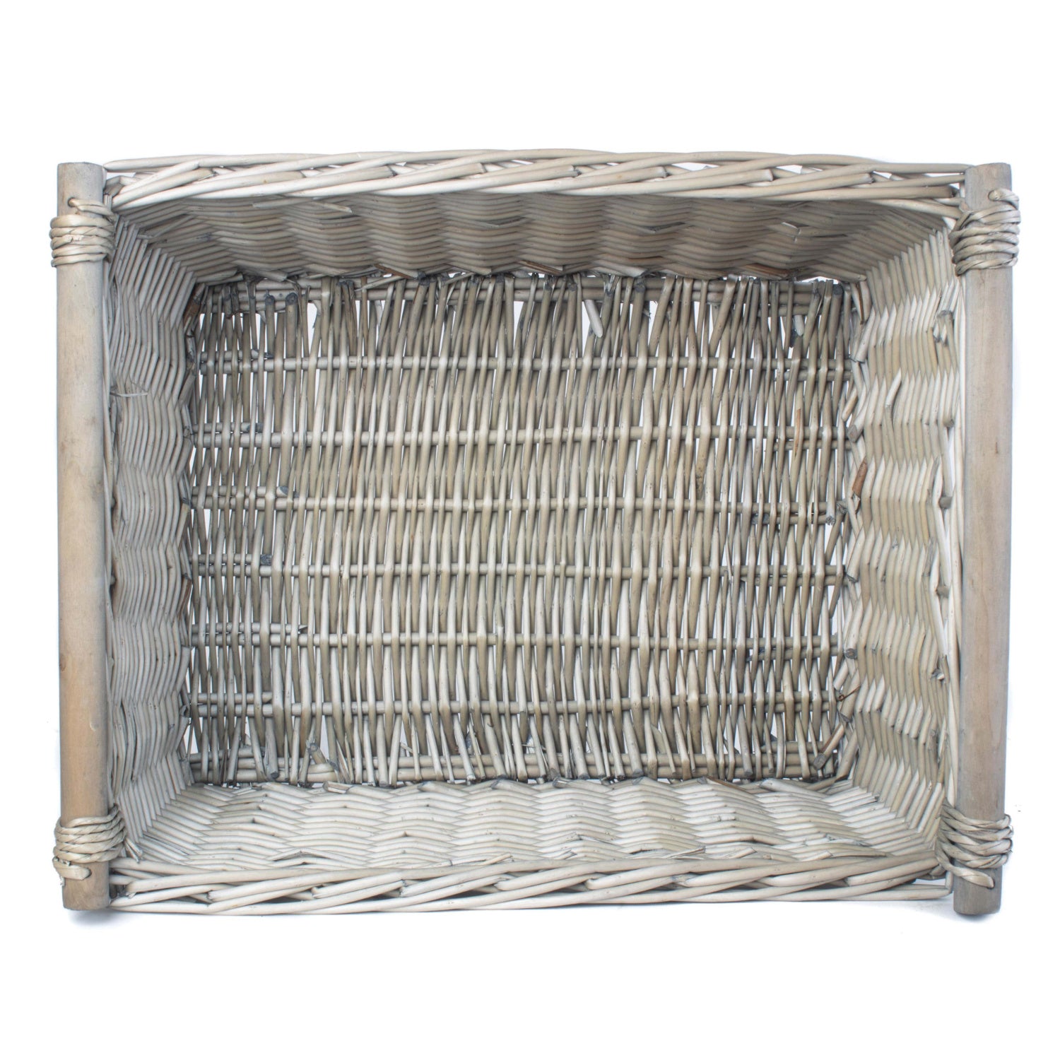 Extra Large Antique Wash Wooden Handled Storage Basket