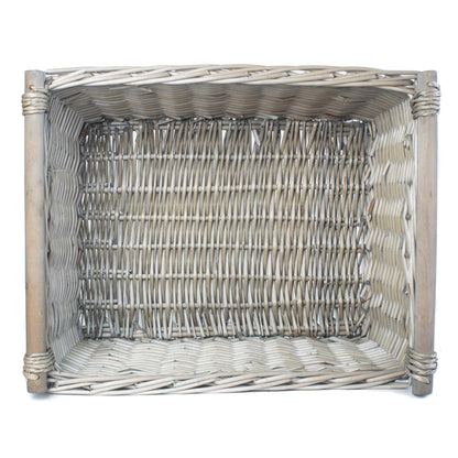 Extra Large Antique Wash Wooden Handled Storage Basket