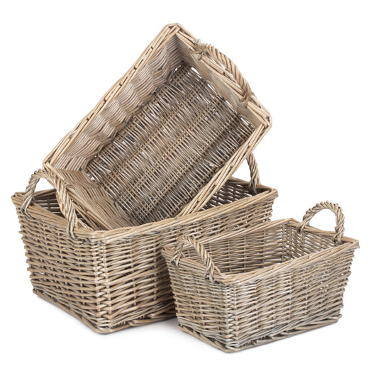Antique Wash Willow Tapered Storage Baskets Set of 3