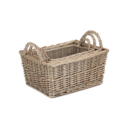 Antique Wash Willow Tapered Storage Baskets Set of 3