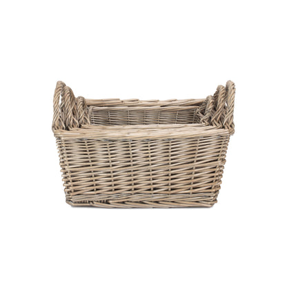 Antique Wash Willow Tapered Storage Baskets Set of 3