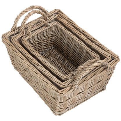 Antique Wash Willow Tapered Storage Baskets Set of 3