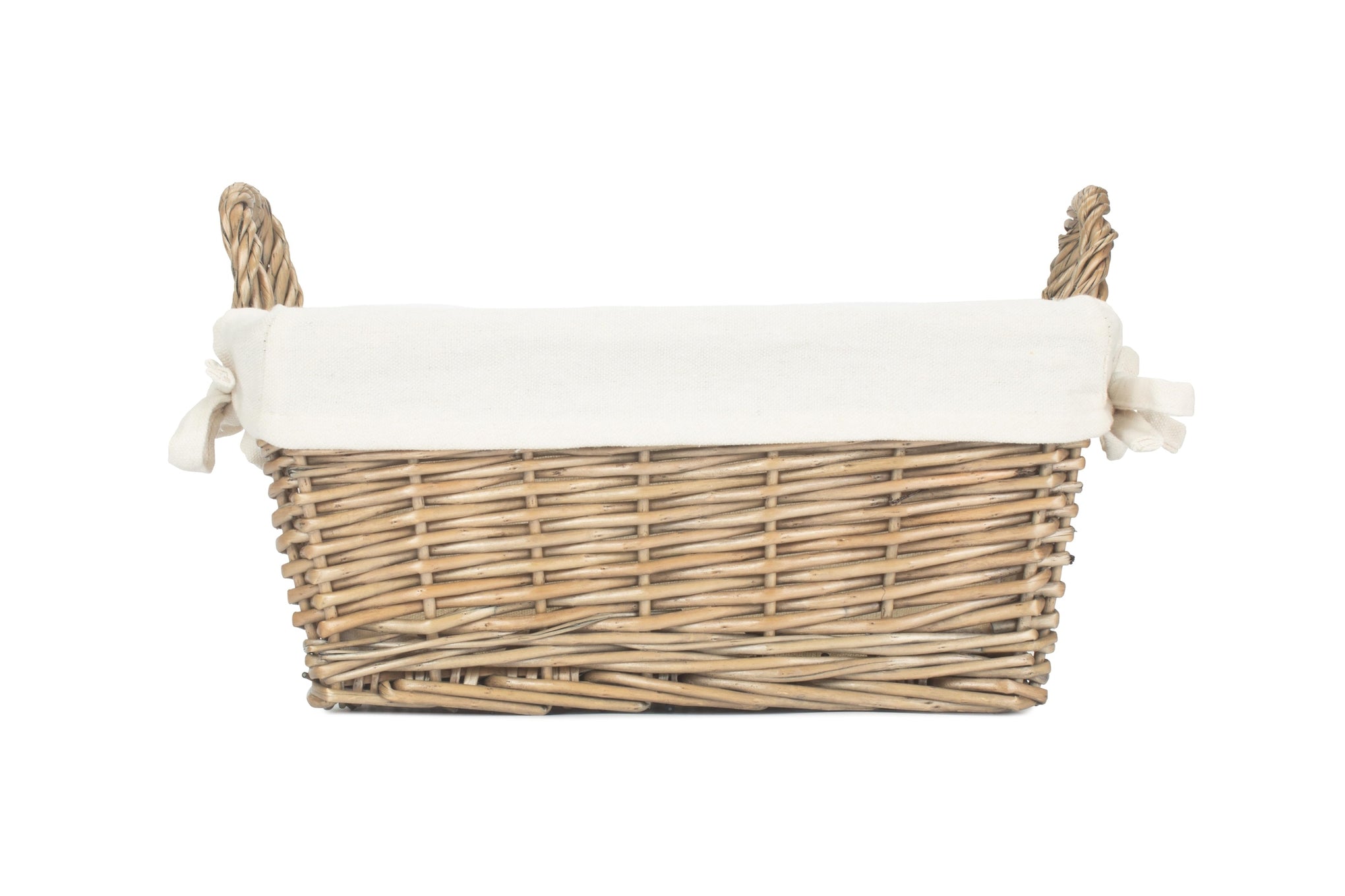 Medium Antique Wash Willow Tapered Storage Basket with White Lining