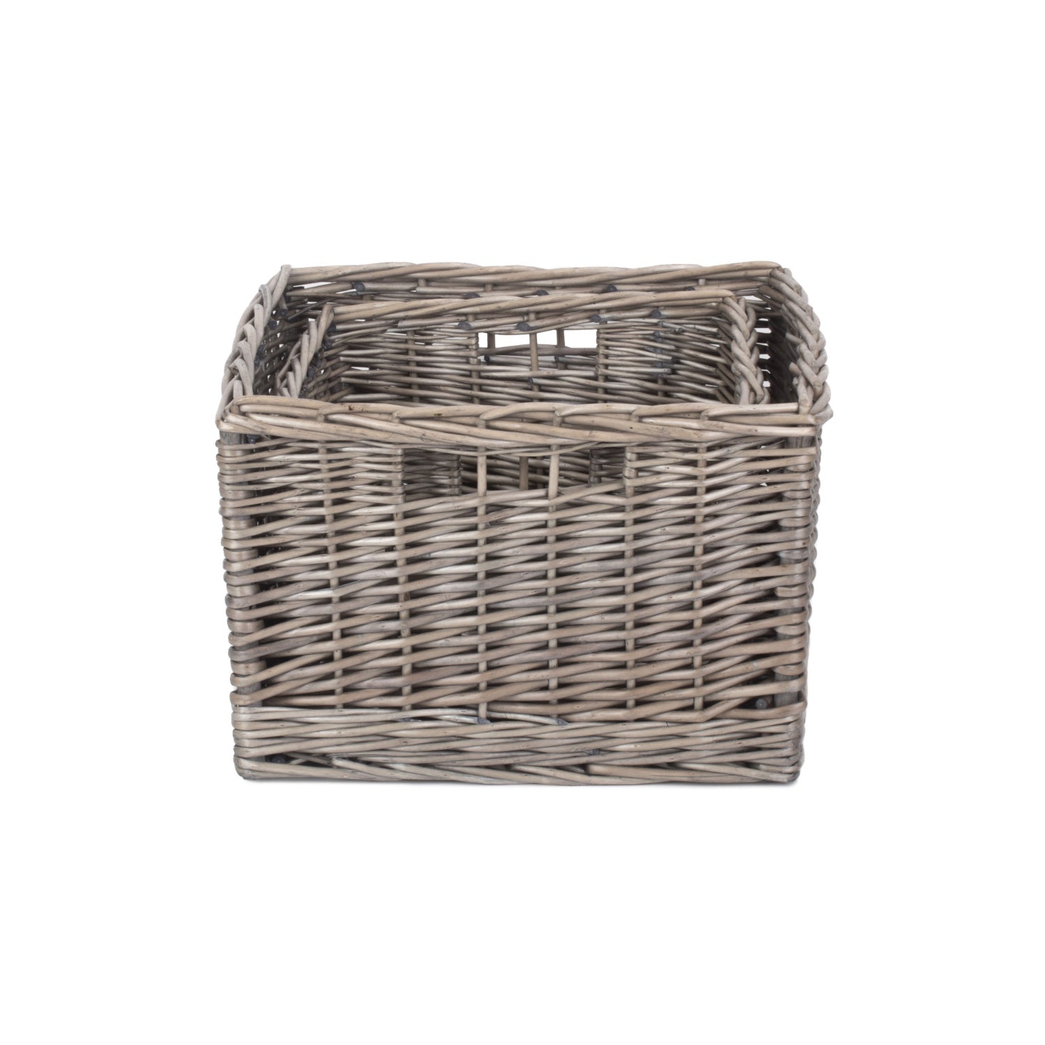 Square Antique Wash Willow Storage Basket Set 2