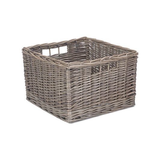Medium Square Antique Wash Willow Storage Basket