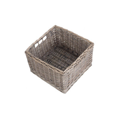 Medium Square Antique Wash Willow Storage Basket