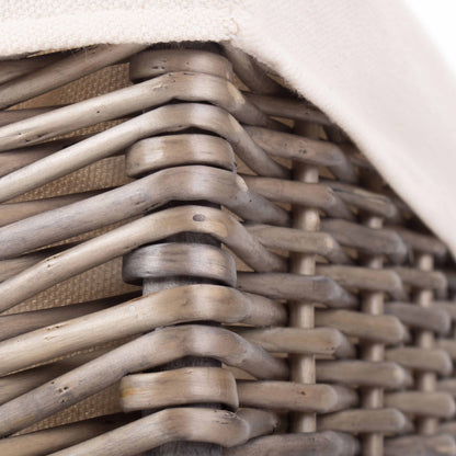 Medium Square Antique Wash Willow Storage Basket with White Lining
