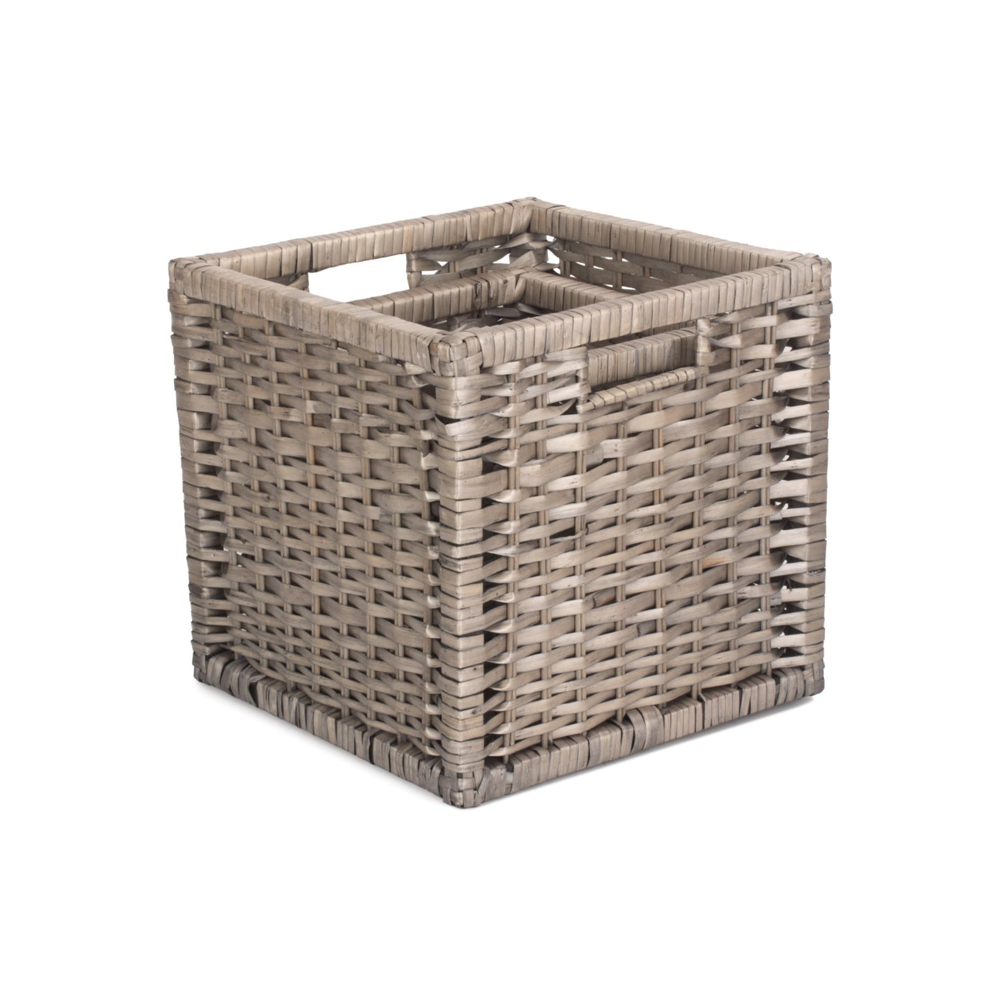 Wooden Framed Split Willow Storage Basket Set 2