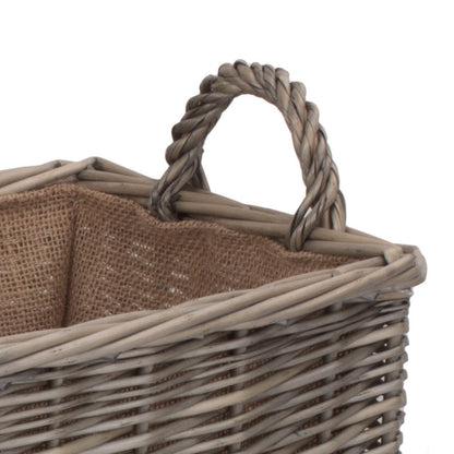 Small Rectangular Lined Wicker Log Storage Basket