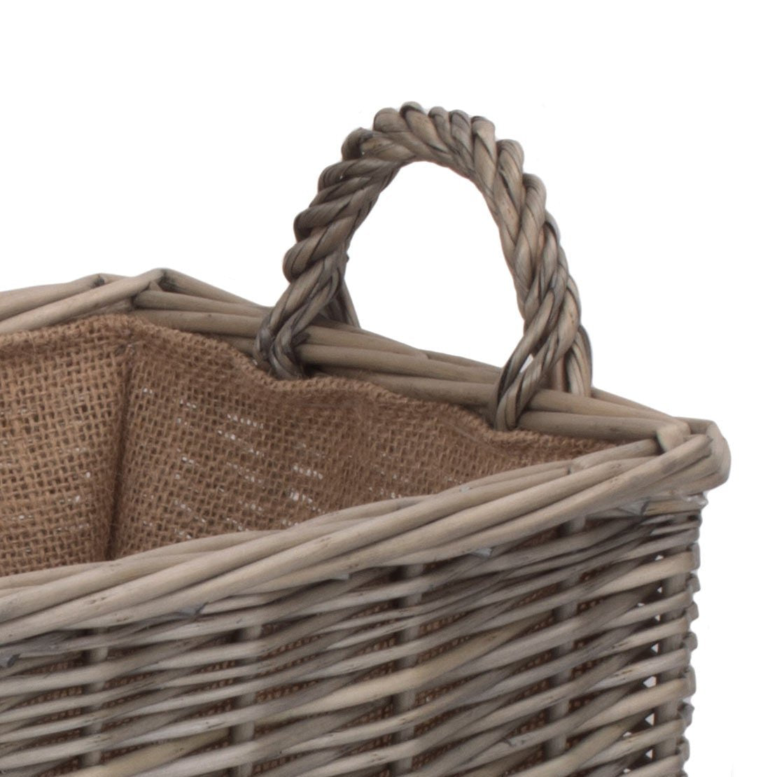 Small Rectangular Lined Wicker Log Storage Basket