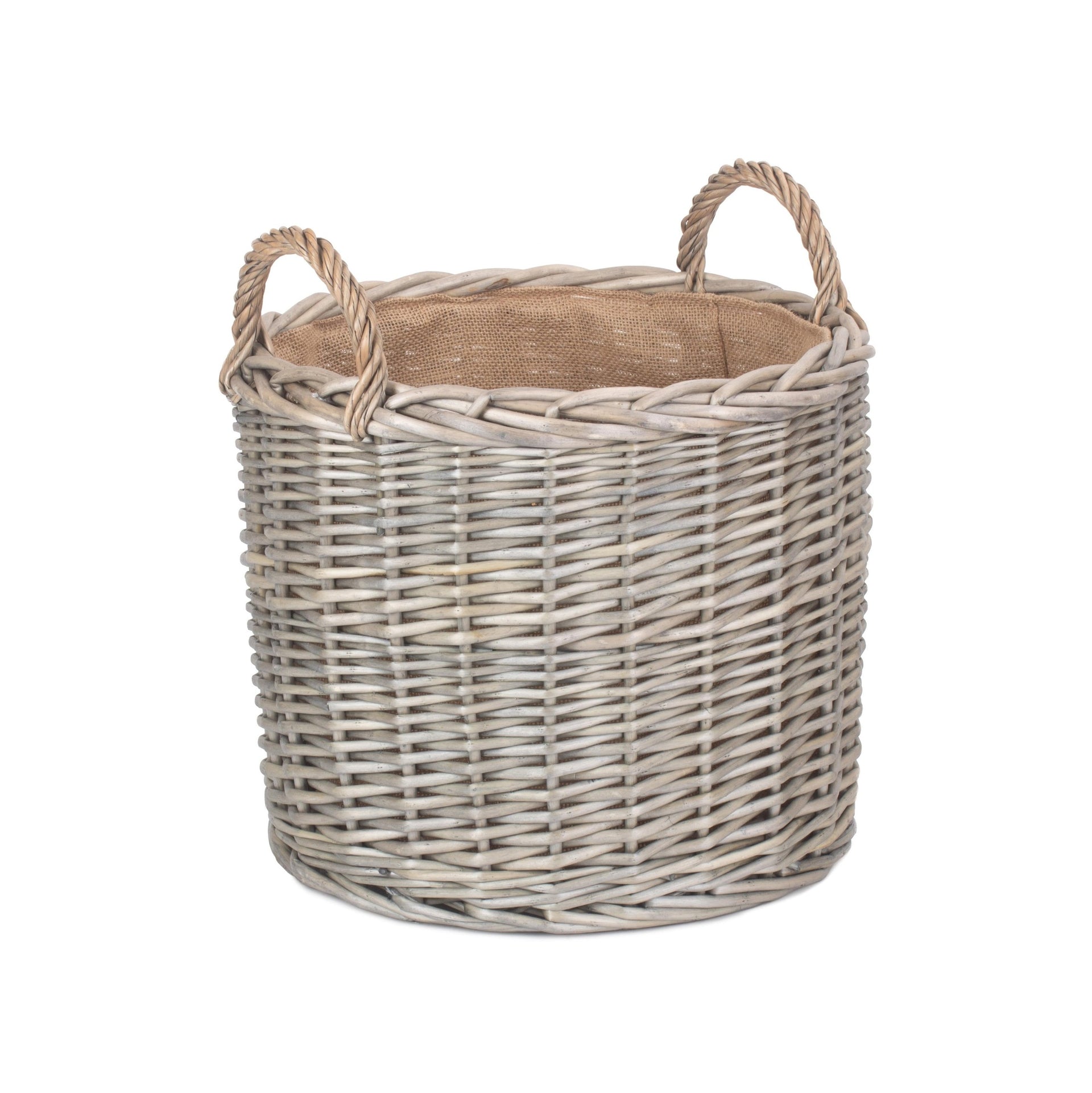 Medium Round Straight Sided Wicker Log Storage Basket