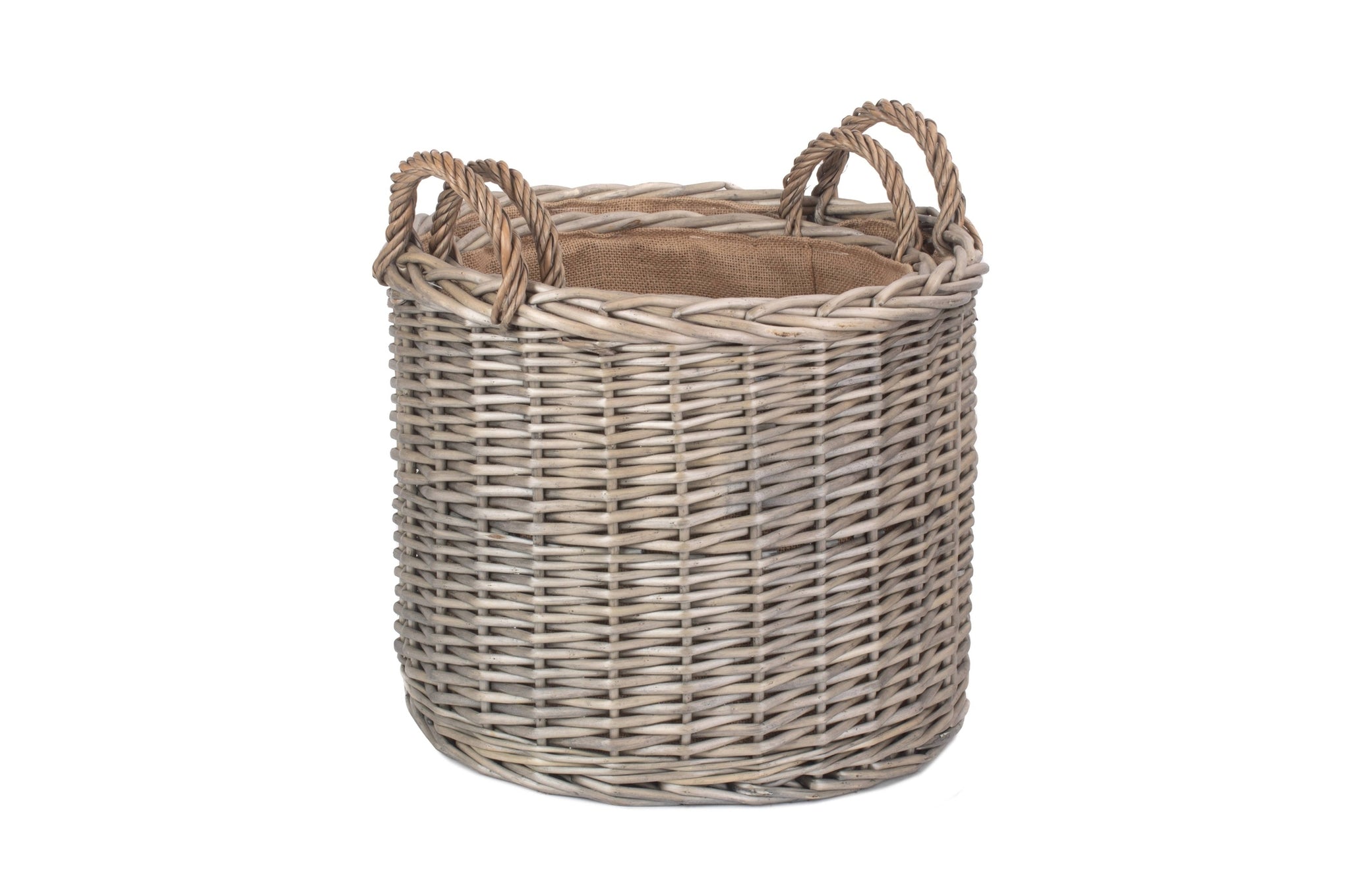 Round Straight-Sided Wicker Log Storage Basket Set 2
