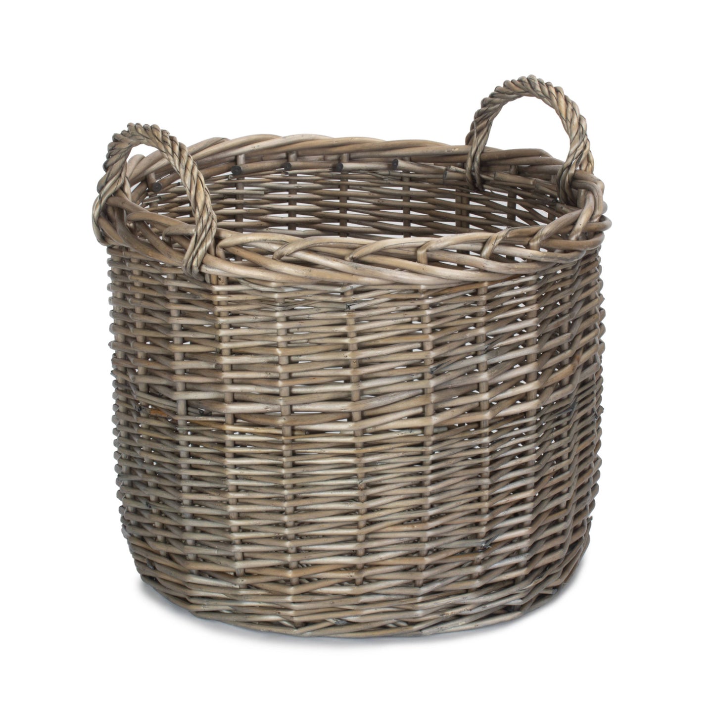 Large Round Straight-sided Wicker Log / Storage Basket