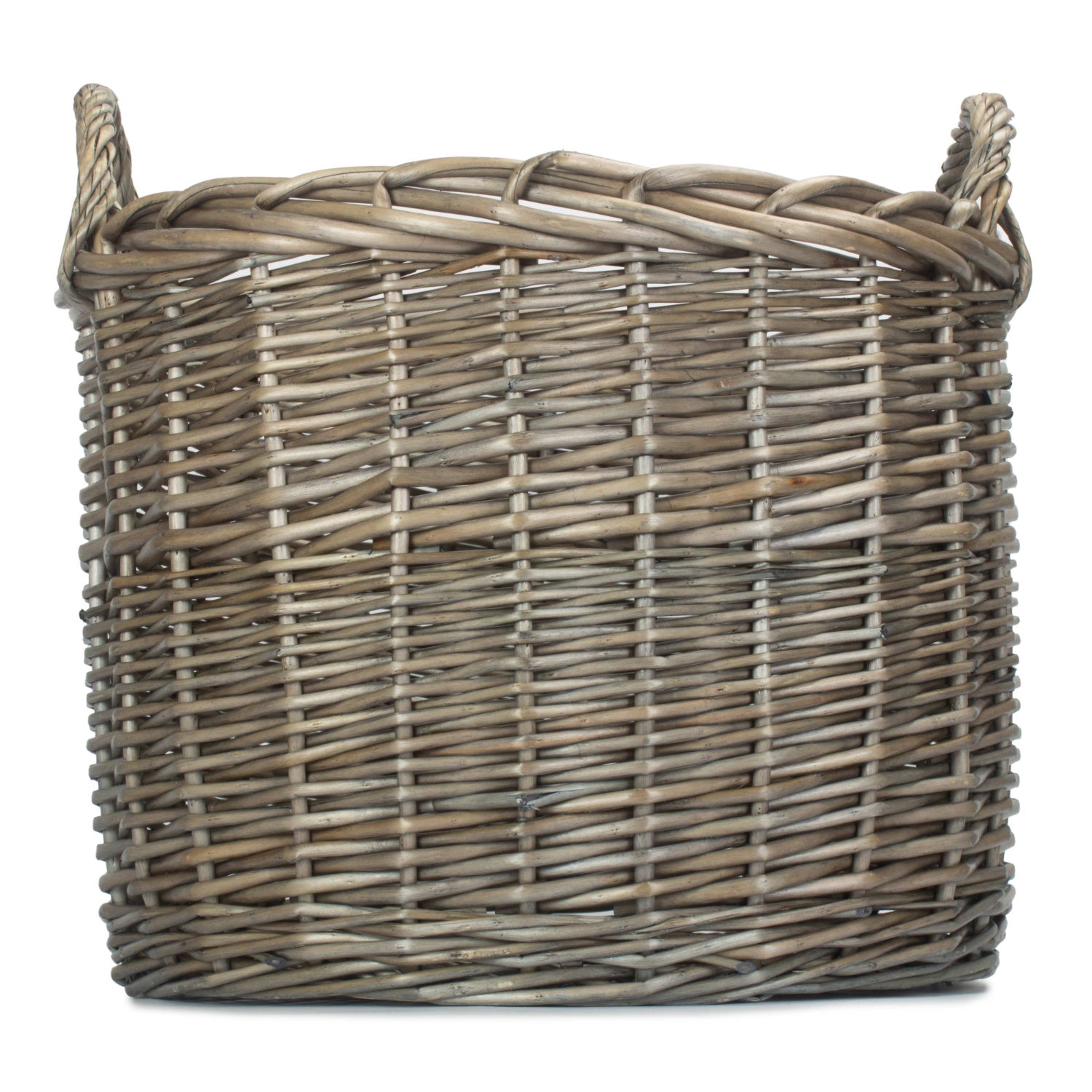 Large Round Lined Straightsided Wicker Log / Storage Basket & Wovenhill