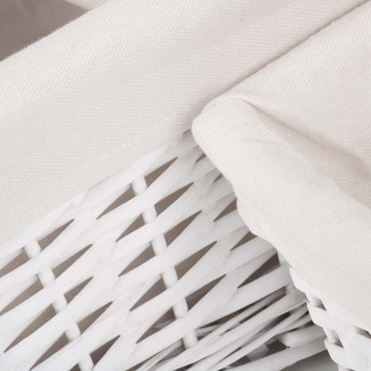 White Wicker Storage Basket with White Lining Set 3
