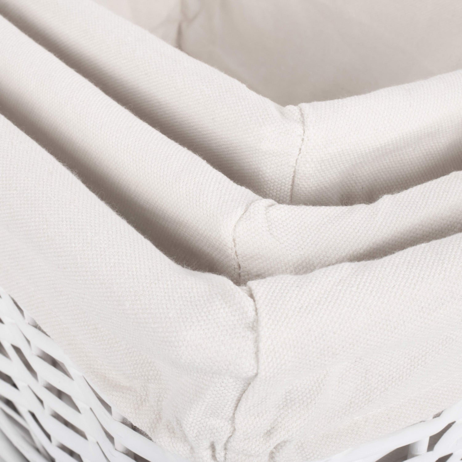 White Wicker Storage Basket with White Lining Set 3
