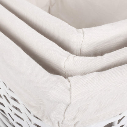 White Wicker Storage Basket with White Lining Set 3