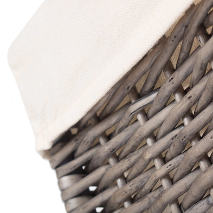 Jumbo Antique Wash Willow Storage Basket with White Lining