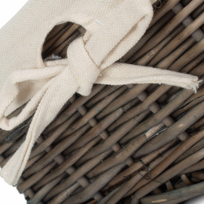 Antique Wash Willow Basket with Lining Set 2