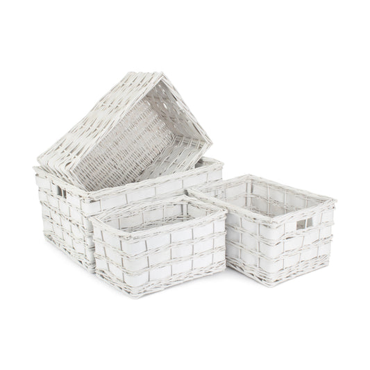 White Scandi Storage Basket Set 4