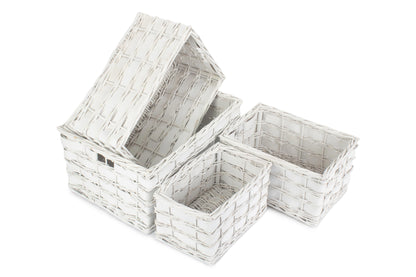 White Scandi Storage Basket Set 4