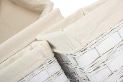 White Scandi Storage Basket with White Lining Set 4