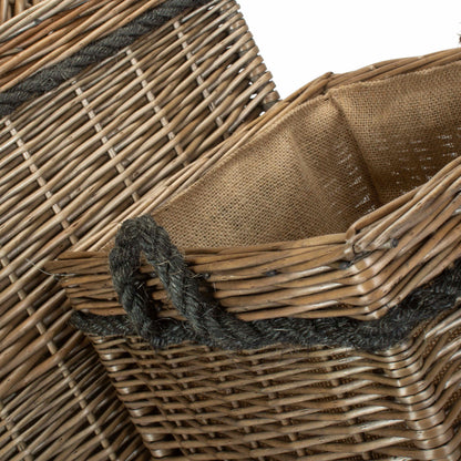 Antique Wash Willow Square Storage Basket Set 3