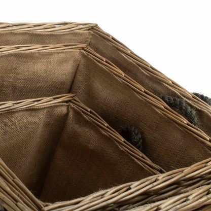 Antique Wash Willow Square Storage Basket Set 3