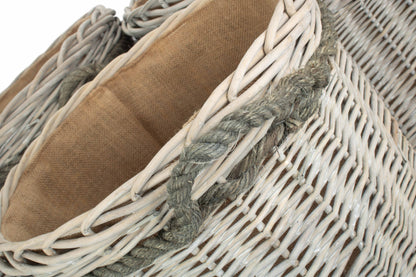 Grey Wash Willow Round Storage Basket Set 3