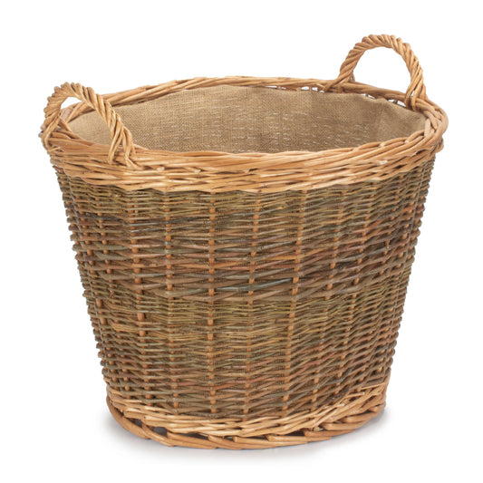 Unpeeled Log Basket With Lining