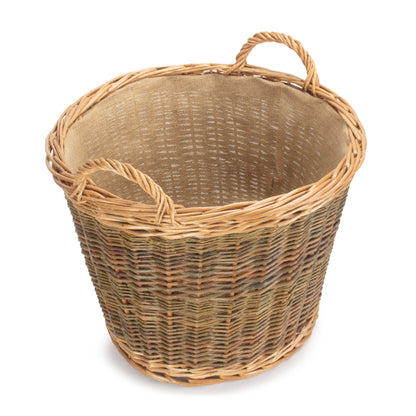 Unpeeled Log Basket With Lining