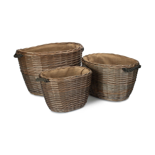 Set 3 Oval Log Baskets