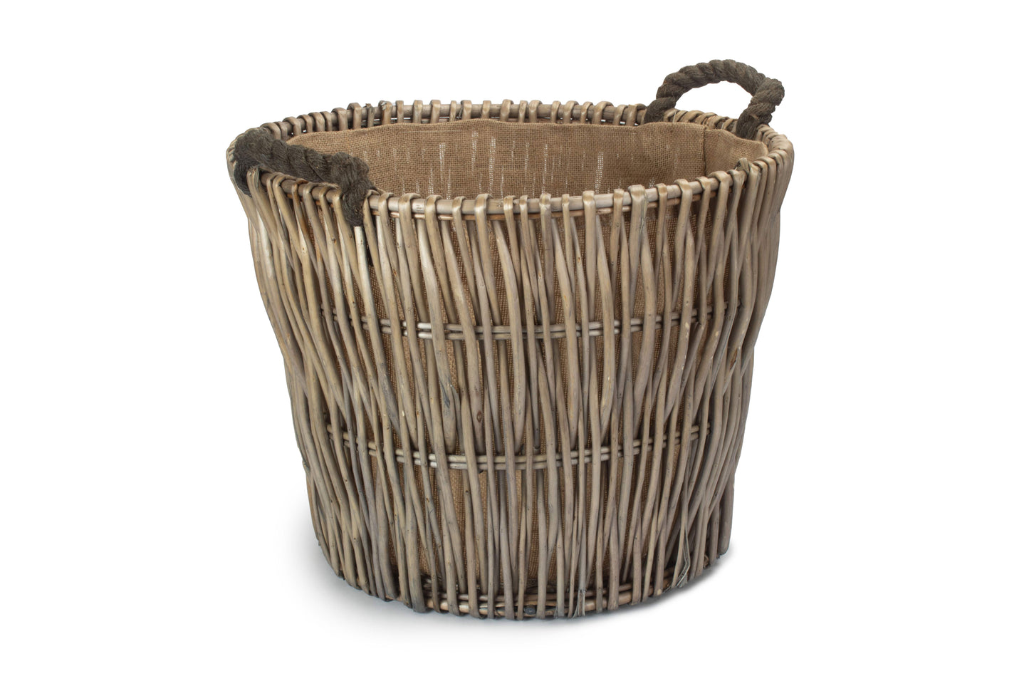 Round Grey Log Basket