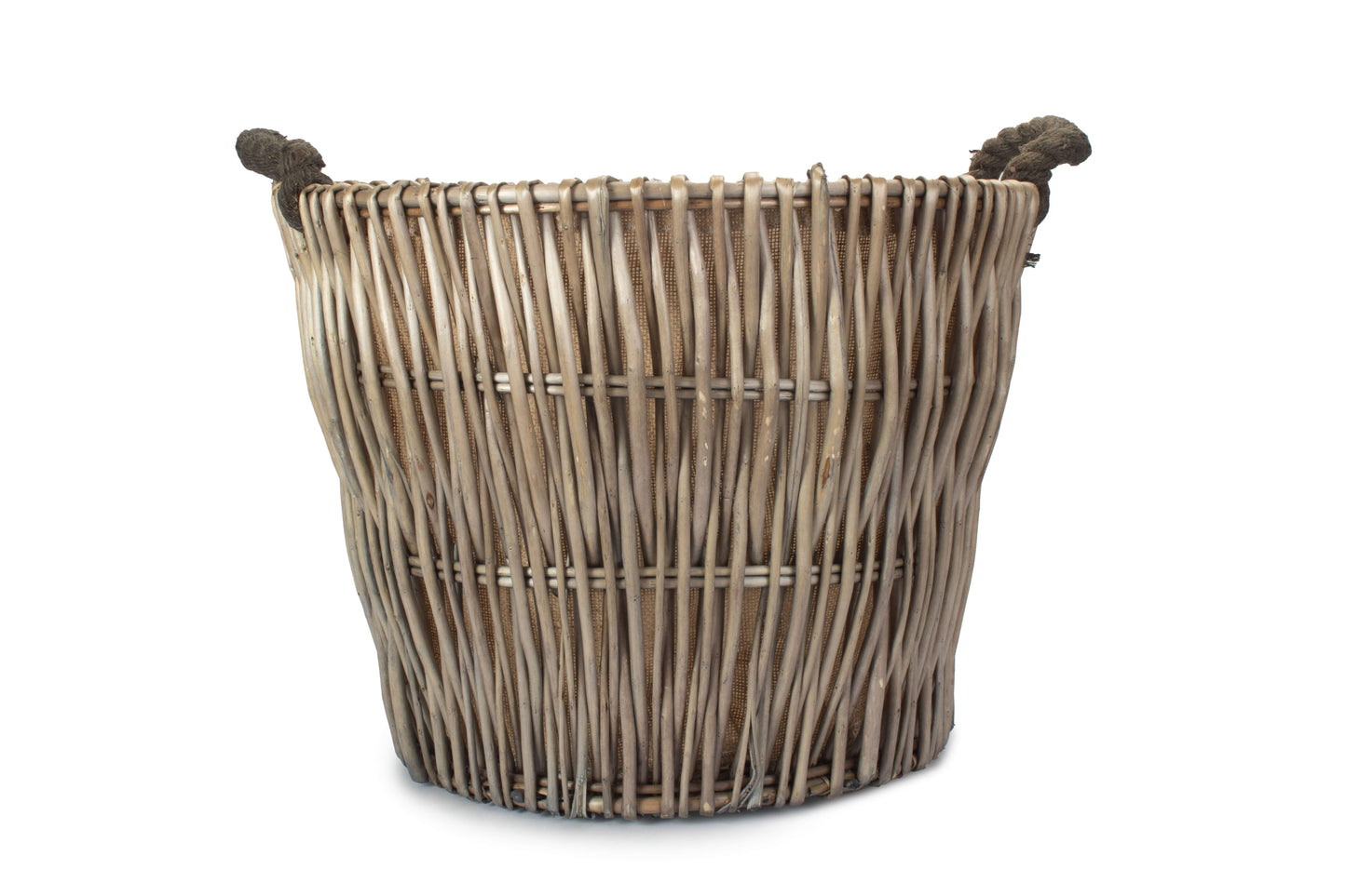 Round Grey Log Basket