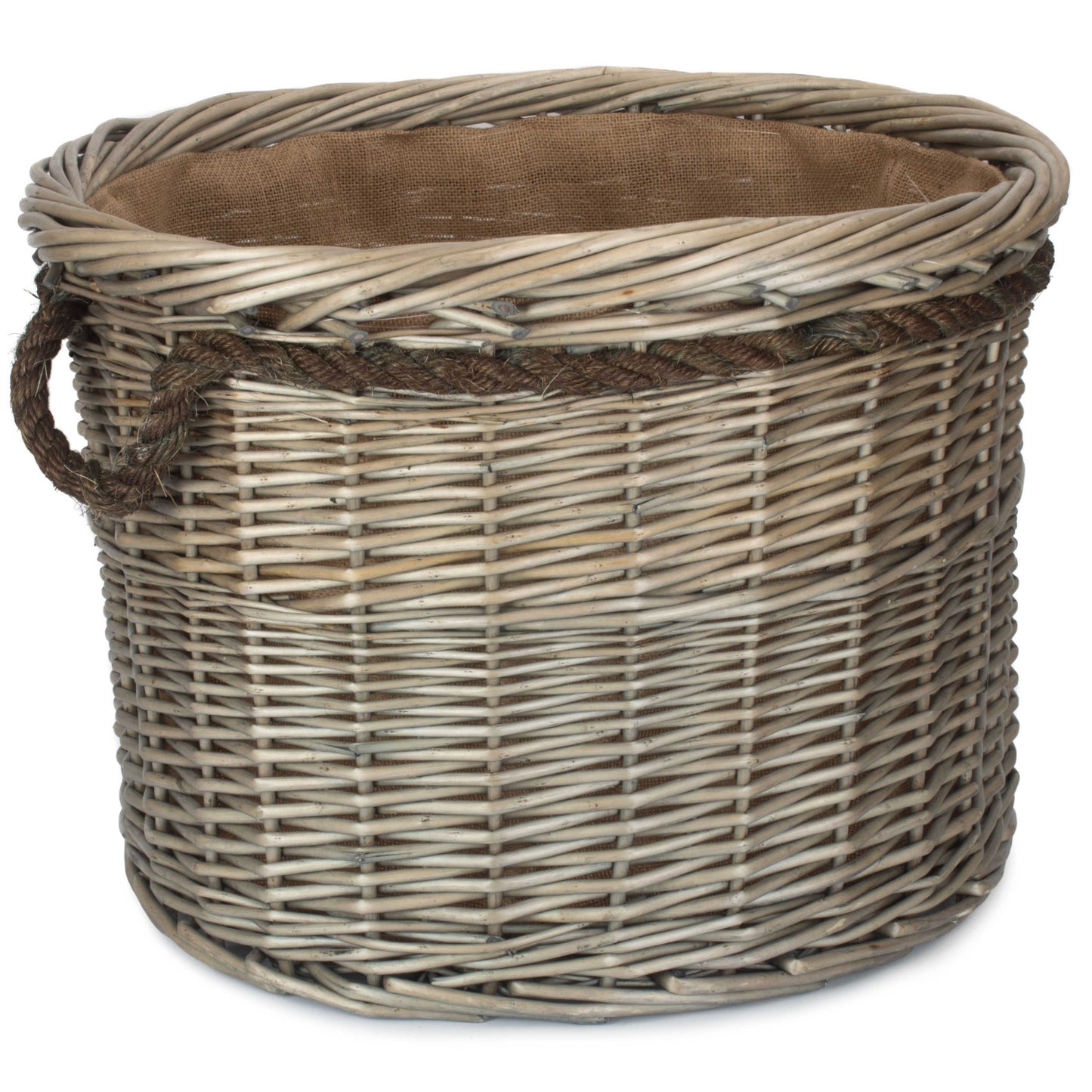 Extra Large Antique Wash Rope Handled Log Basket