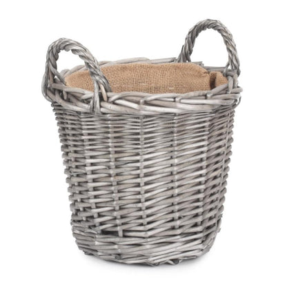 Small Round Lined Wicker Planter Basket
