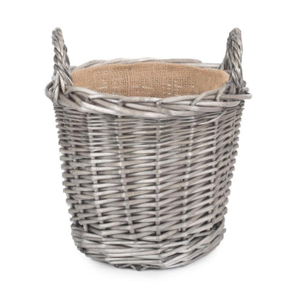 Small Round Lined Wicker Planter Basket