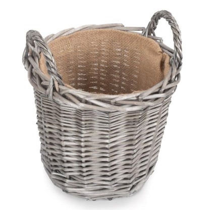 Small Round Lined Wicker Planter Basket