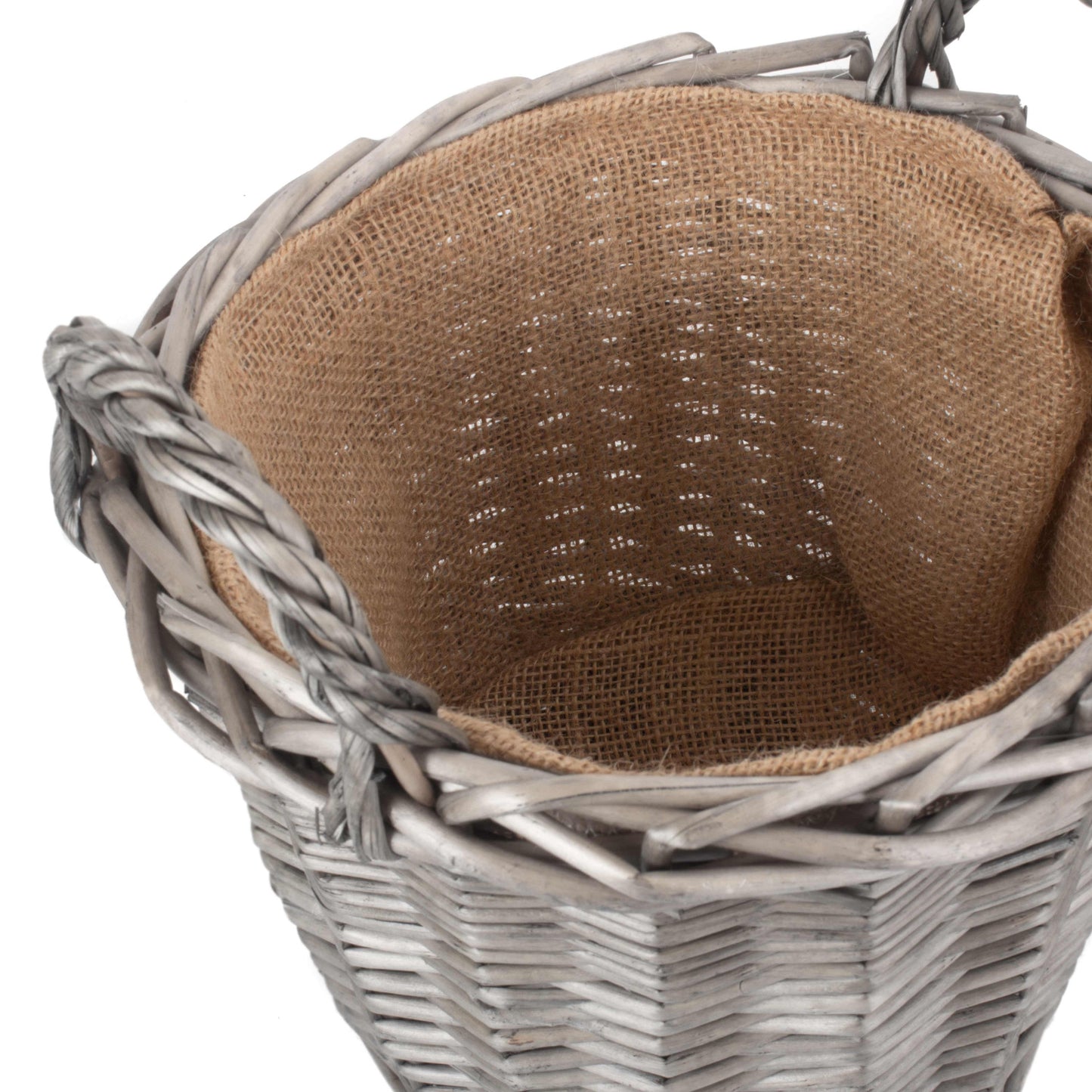 Small Round Lined Wicker Planter Basket