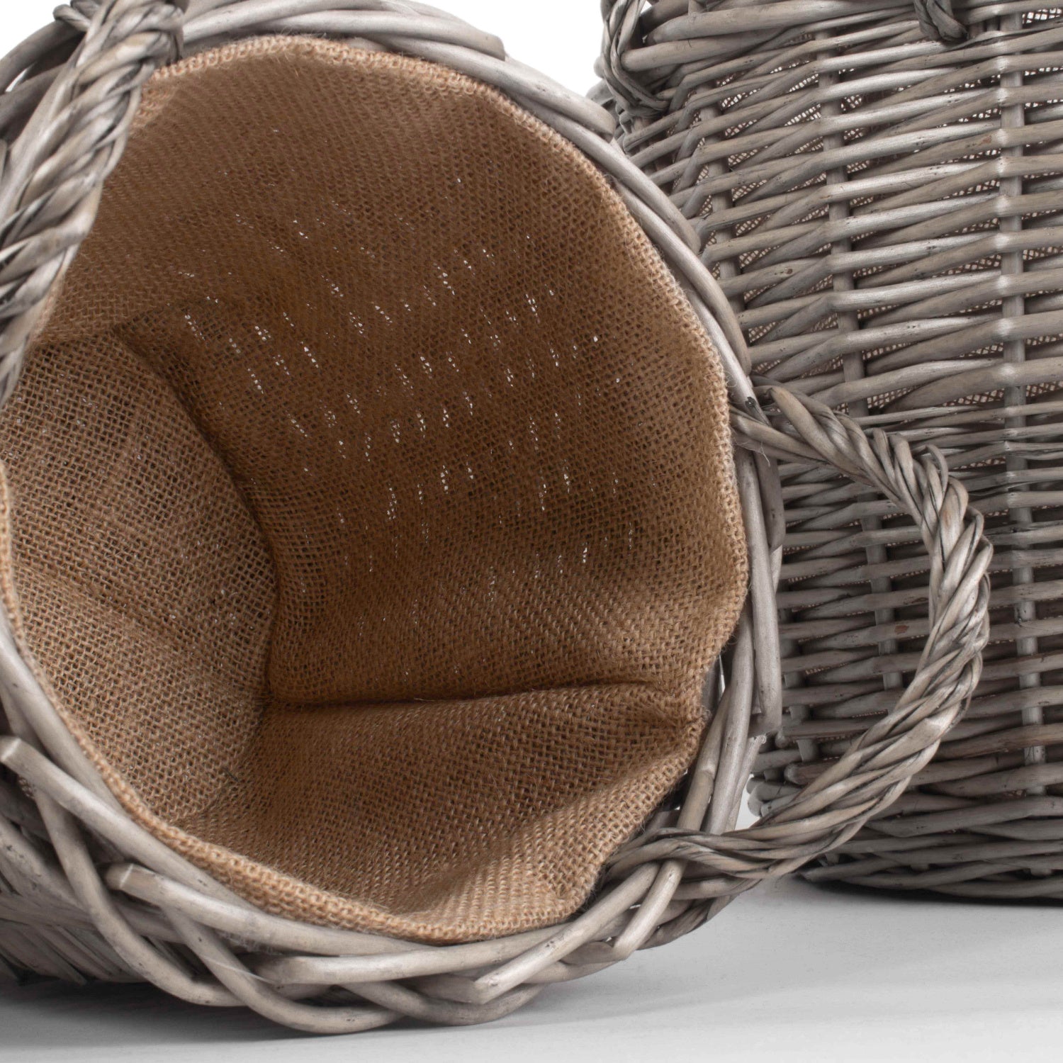 Round Lined Wicker Log Basket Set 4