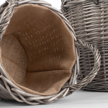 Round Lined Wicker Log Basket Set 4