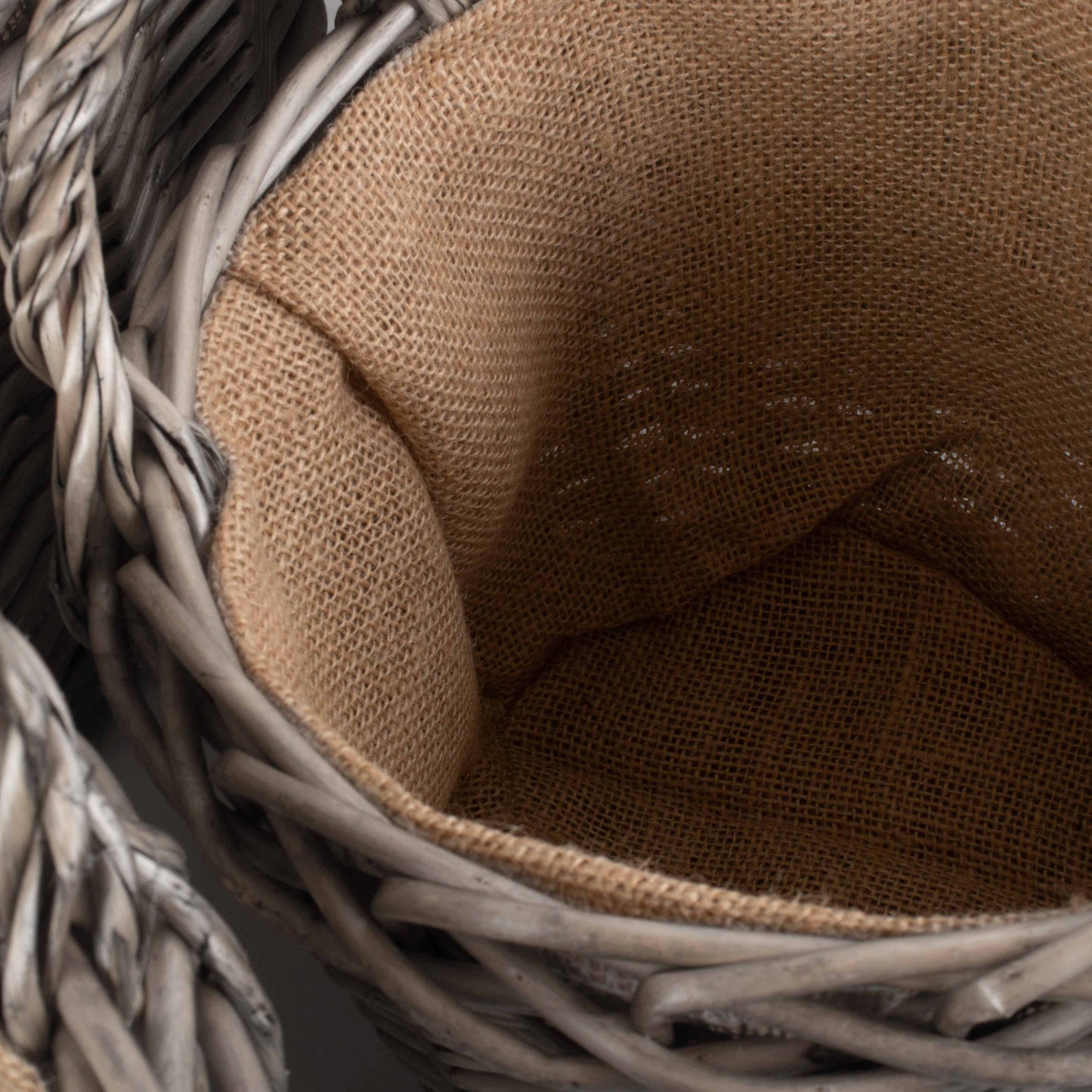 Round Lined Wicker Log Basket Set 4