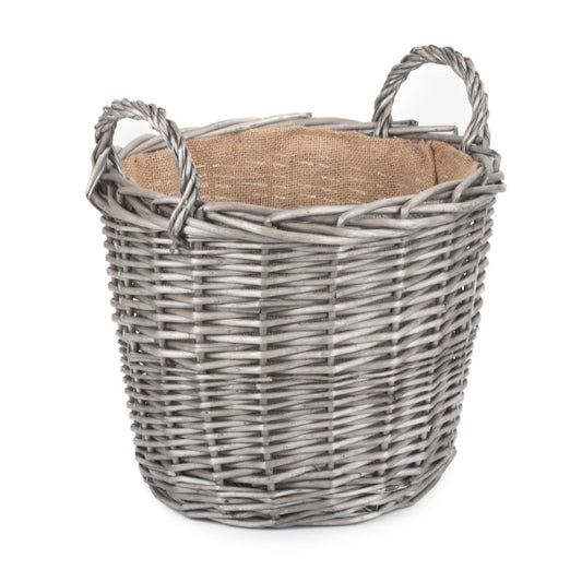 Medium Round Lined Wicker Log Basket