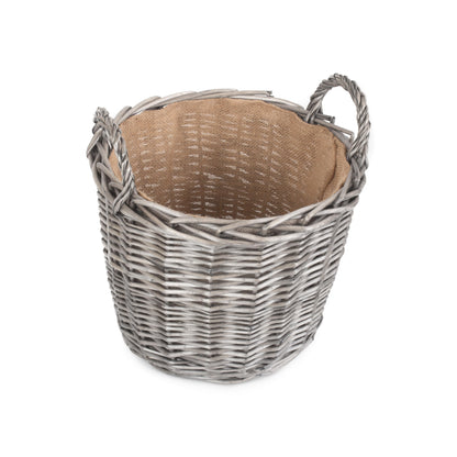 Medium Round Lined Wicker Log Basket