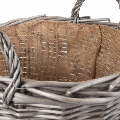 Medium Round Lined Wicker Log Basket