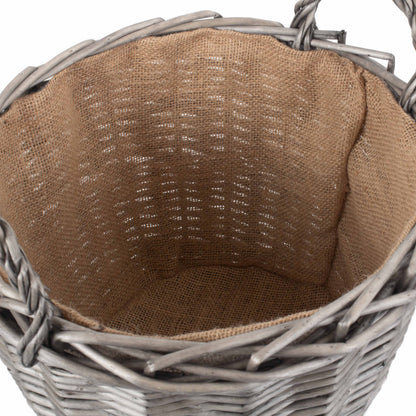 Medium Round Lined Wicker Log Basket