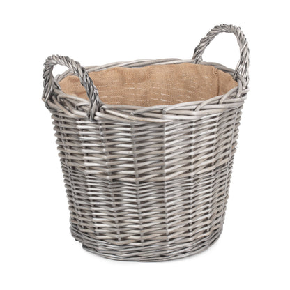 Large Round Lined Wicker Log Basket