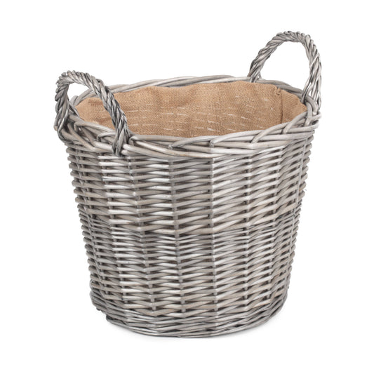 Large Round Lined Wicker Log Basket